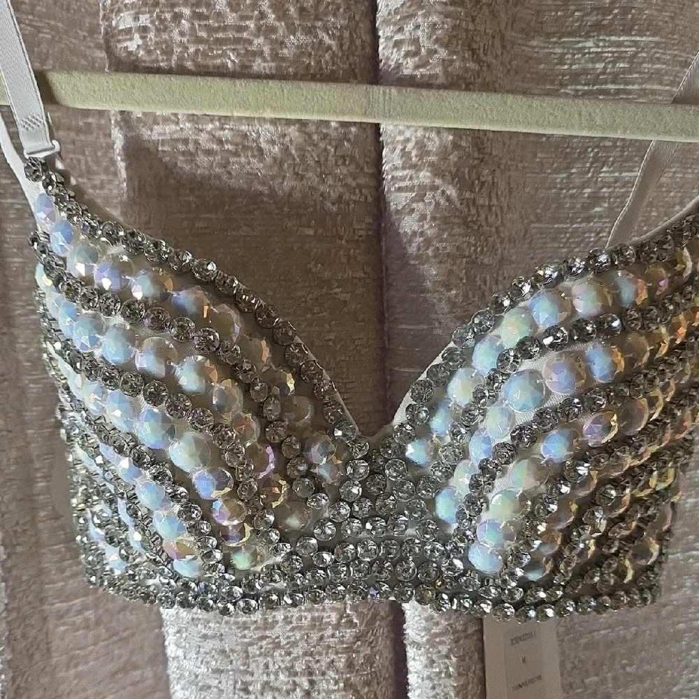 Embellished White Crystal Bralette Top - Picture 5 of 6